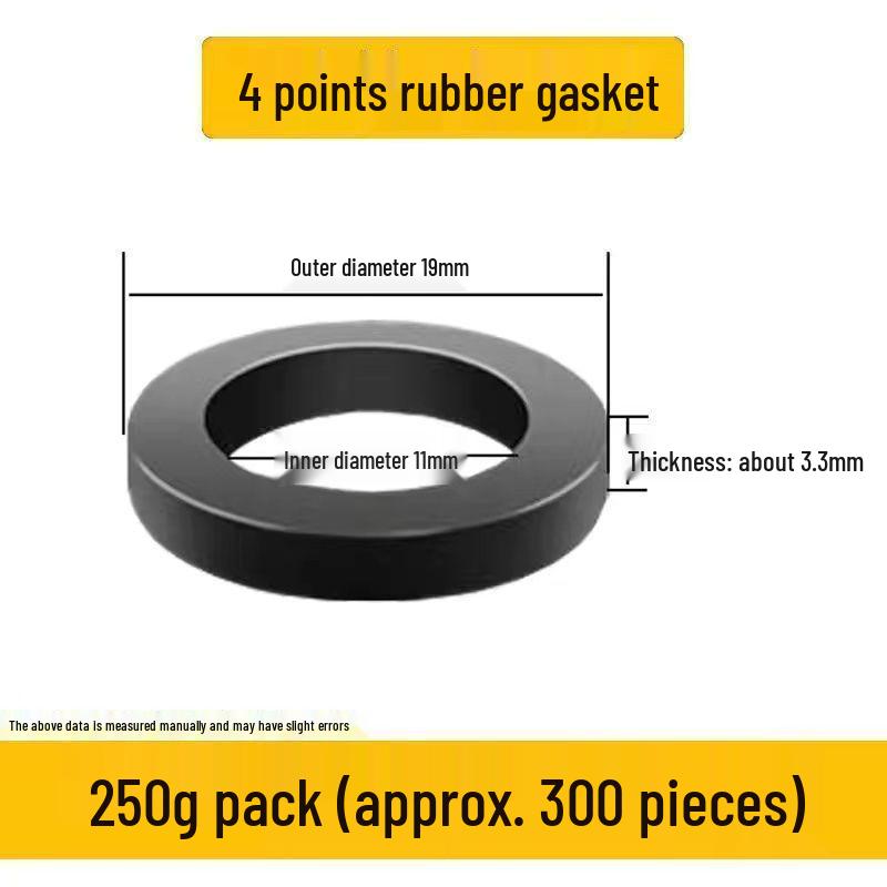 4-Point Black Rubber Gasket with 6-Point Sealing Ring and Silicone Shower Inlet Hose Waterproof Pad