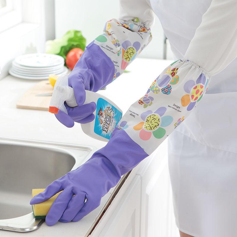 Women's Winter Kitchen Gloves: Thick Rubber, Velvet-Lined for Dishwashing and Laundry