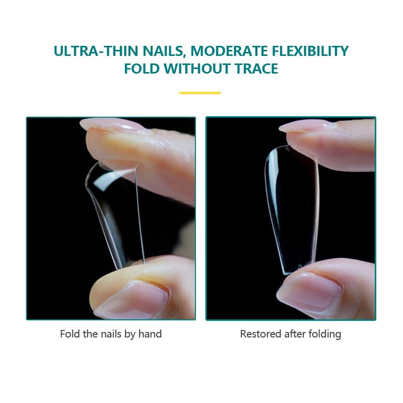 Nailpop Transparent Fake Nail Acrylic Tips Press On Nails Coffin Traceless and Ultrathin False Nails Accessories Tools 120pcs