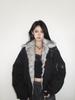Winter Explosion Amerikanischer Retro Pelzkragen Baumwolljacke Herren- und Damen-Kreuz Verdickte gesteppte Jacke Baumwolljacke