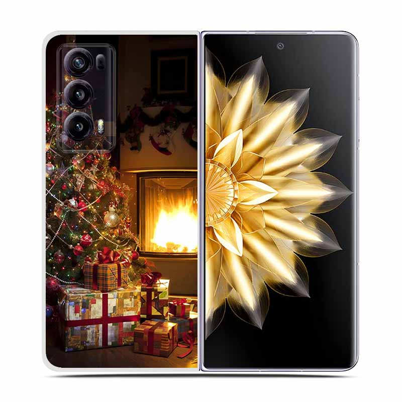 For Honor Magic V2 Case VER-AN1 Christmas Cute Clear Hard Plastic PC Back Cover For Huawei Honor Magic V2 5G Coques Cartoon Bags