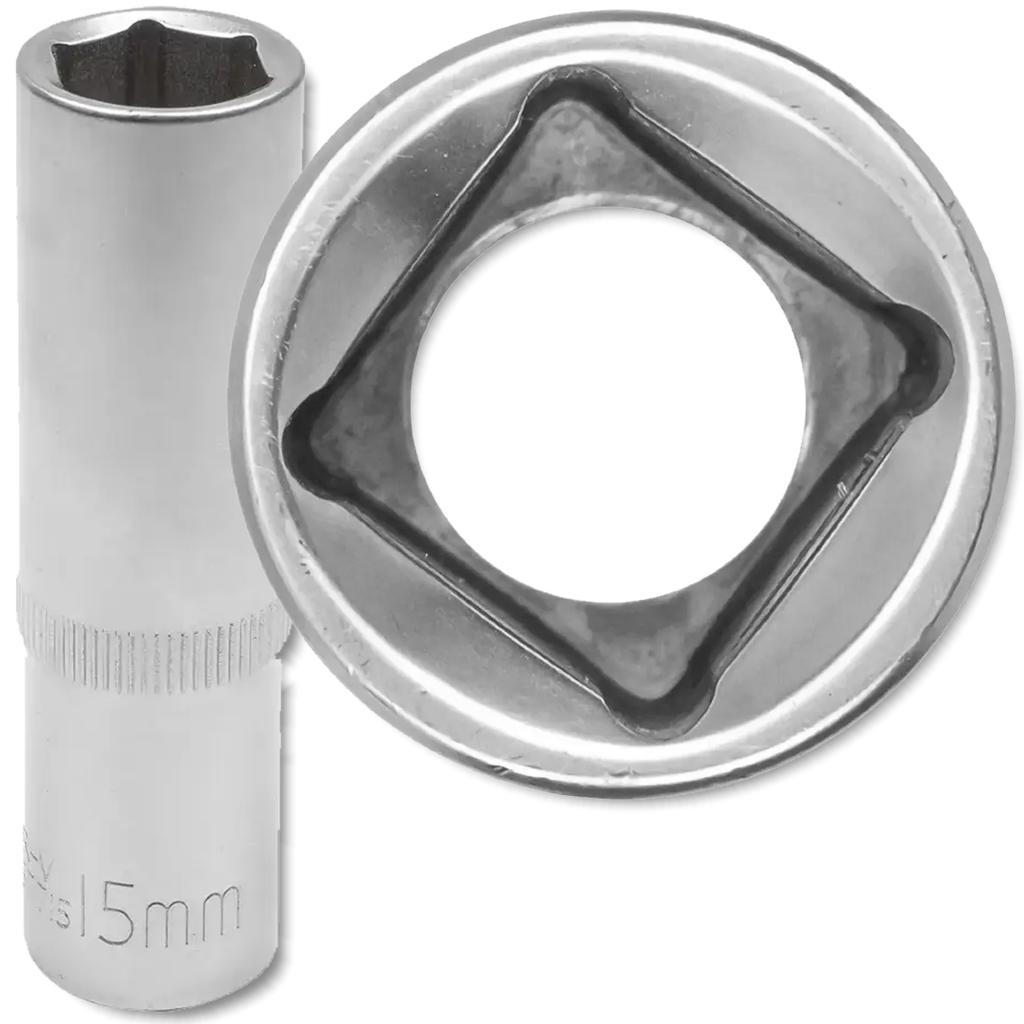 JCB Deep Socket 1/2" 15mm 6-point Cr-V Socket Wrench