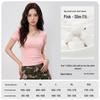 Women's Slim Fit U-Neck Short Sleeve T-Shirt - Flattering Pure Color, New Fashion Trend.