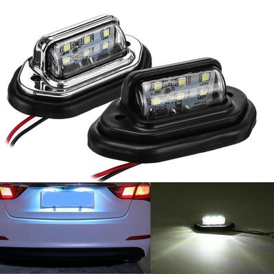 1/2pcs 12V 24V Waterproof 6 LED Car License Plate Light Signal Tail Light Lamp Boat Truck Trailer SUV VAN Caravan Waterproof
