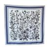 NINA SOLOR Elegant Blue Twill Silk Scarf