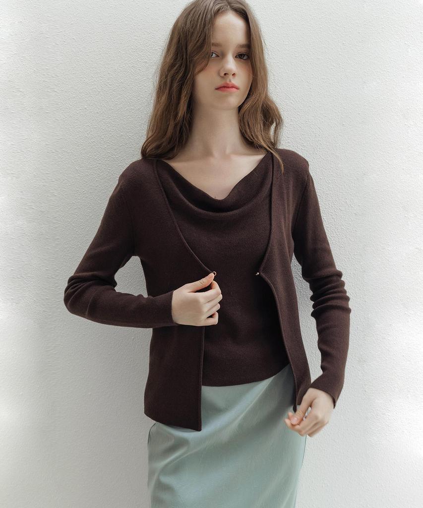 LAUTREDE MIN Cowl Buckle Brown Knit