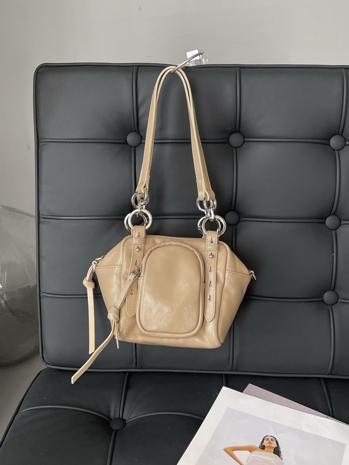 

Весеннее модное женские сумки, новые ретро сумки-локомотивы, маленькие квадратные сумки из первого слоя коровьей кожи, сумки-подушки большой вместимости 16*6*19cm абрикосовый