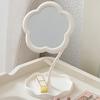Flower Desk Makeup Mirror with Storage Tray 360 Degrees Rotation Desktop Vanity Mirror Multi-purpose Women Cosmetic Table Mirror Jewelry Organizer