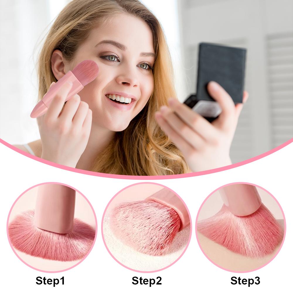 5pcs Travel Size Makeup Brushes Set Mini Makeup Brushes, Small Complete Function Cosmetic Brushes Kit with Case and Mirror Perfe