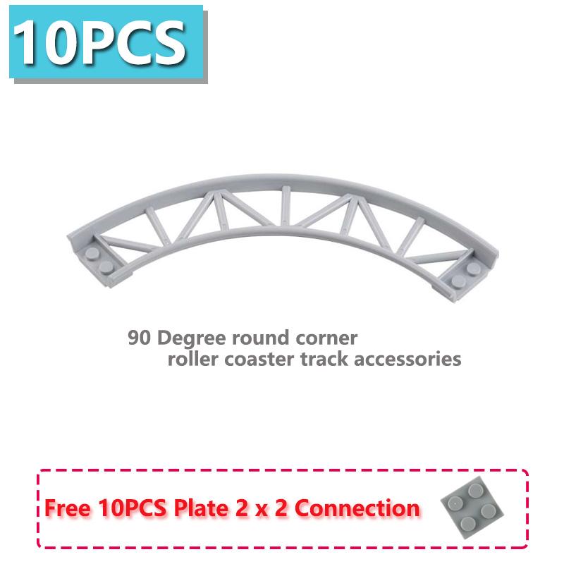 10PCS/Set Roller Coaster Track Chassis Moc Building Blocks Parts Lower Rail/Bow/Slope/Straight Rail Puzzle Assembly Toys Bricks