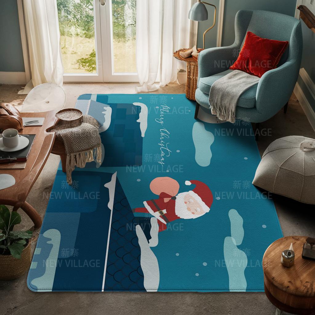 House Entrance Carpet Home Door Mat Living Room Bath Foot Bathroom Non-slip Water Absorption Rugs Bath Merry Christmas Winter