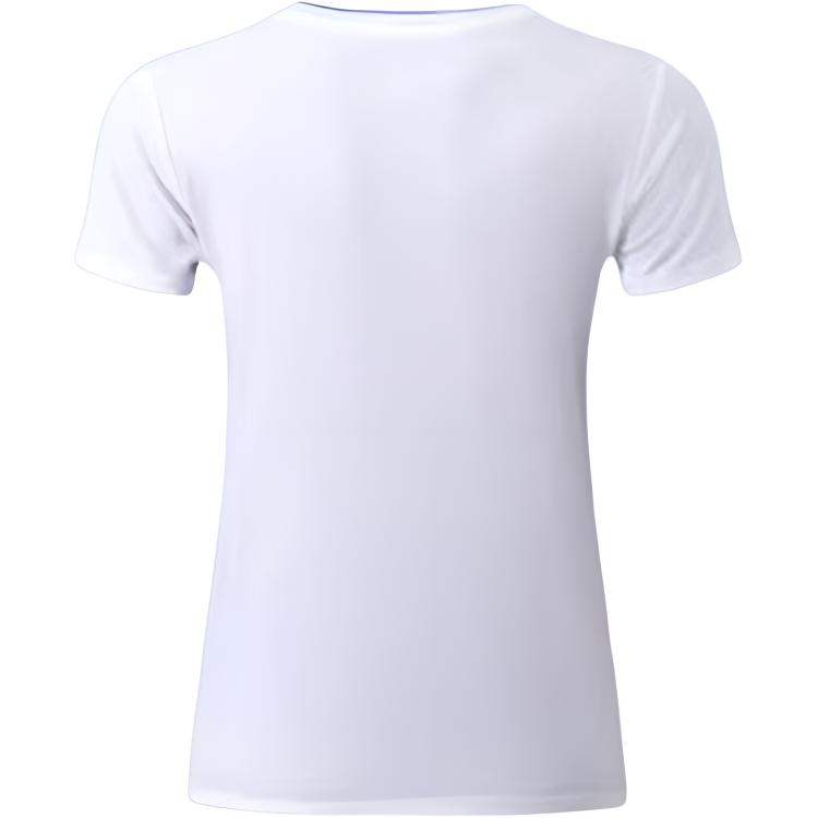 Li-Ning Badminton Series Colorful Print V-Neck Pullover Short Sleeve Badminton Shirt Women tops Standard-White AAYT994
