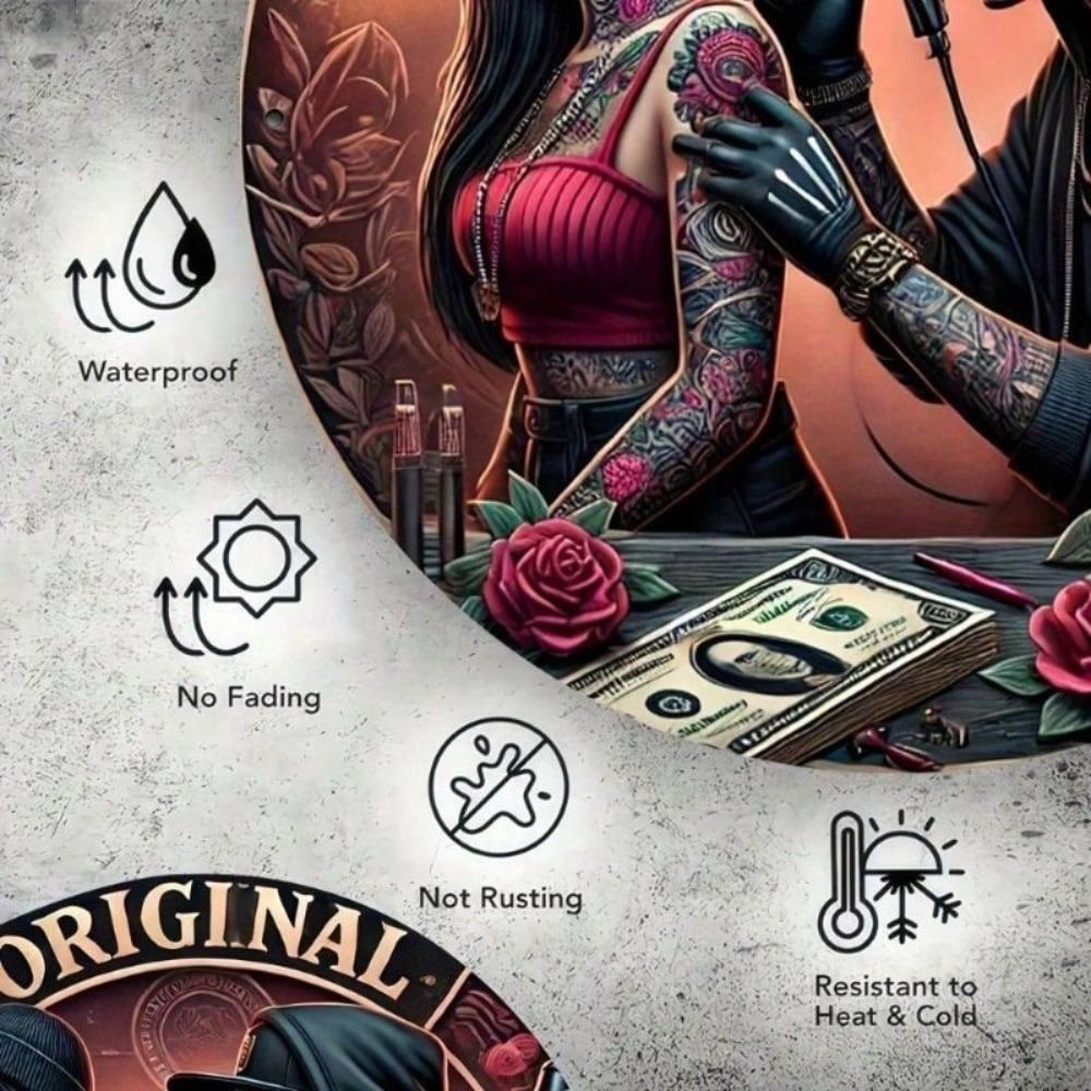 Vintage Skull Tattoo Metal Poster, Dead Day Wall Art for Bar