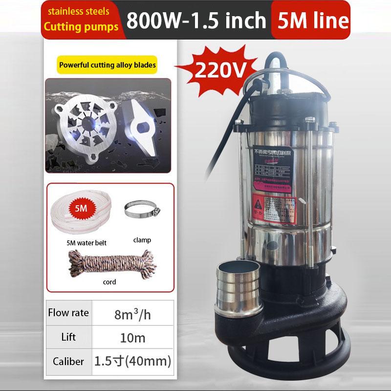 Cutting Sewage Pump  220V Feces Pumping Mud Sewage Pump Small Household Submersible Pump Septic Tank Pump Pumping Machine