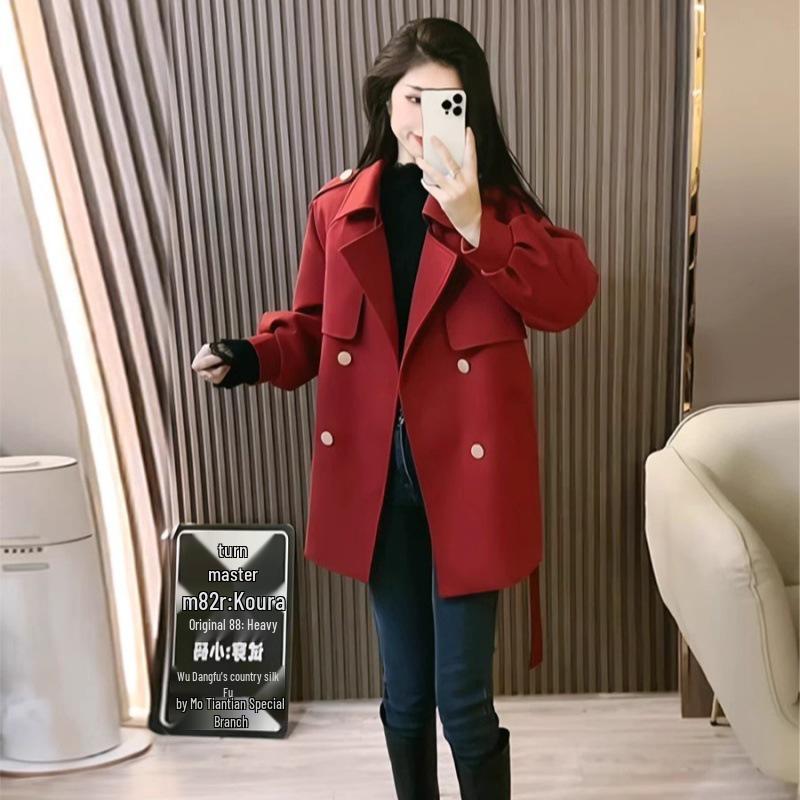 

2025 Women s British Style Slim-Fit Double-Breasted Trench Coat for Autumn L [100-115] червоний
