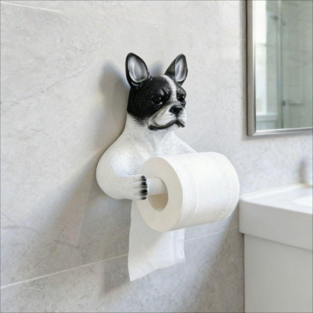 Dispenser Dog Toilet Roll Holder 3D Dog Shape Wall Mounted Roll Rack  Restroom