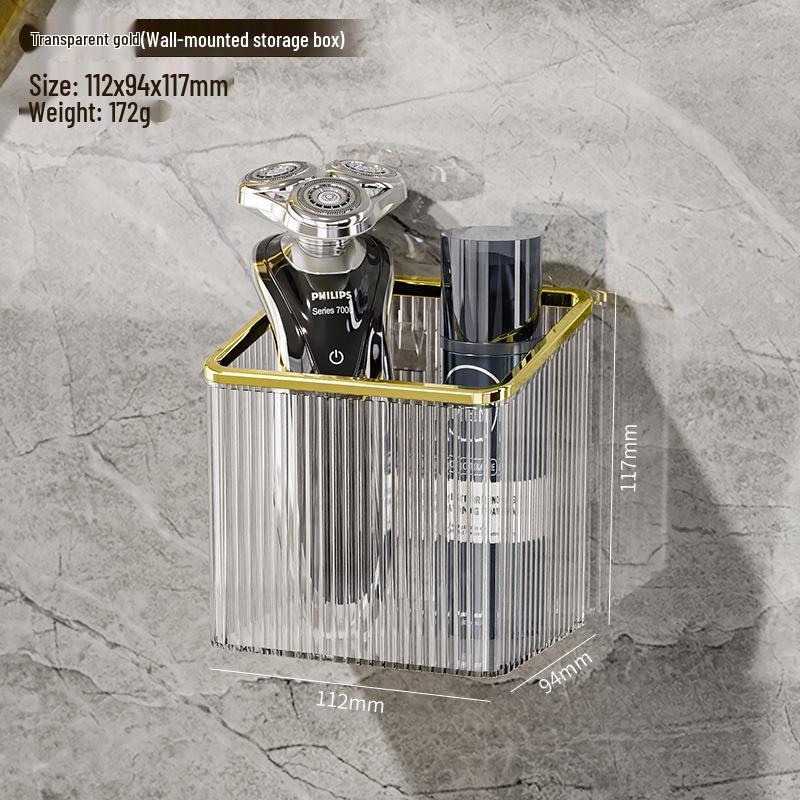 

Элегантный настенный органайзер для ванной комнаты для зубной щетки, зубной пасты и расчески See Details прозрачный/золотой