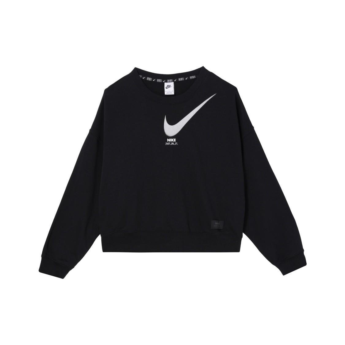Nike logo printed casual cropped retro sporty sweatshirt for women black S