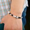 Stainless Steel Double-Sided Cross & Tiger Eye Beaded Bracelet for Men, Adjustable European & American Style