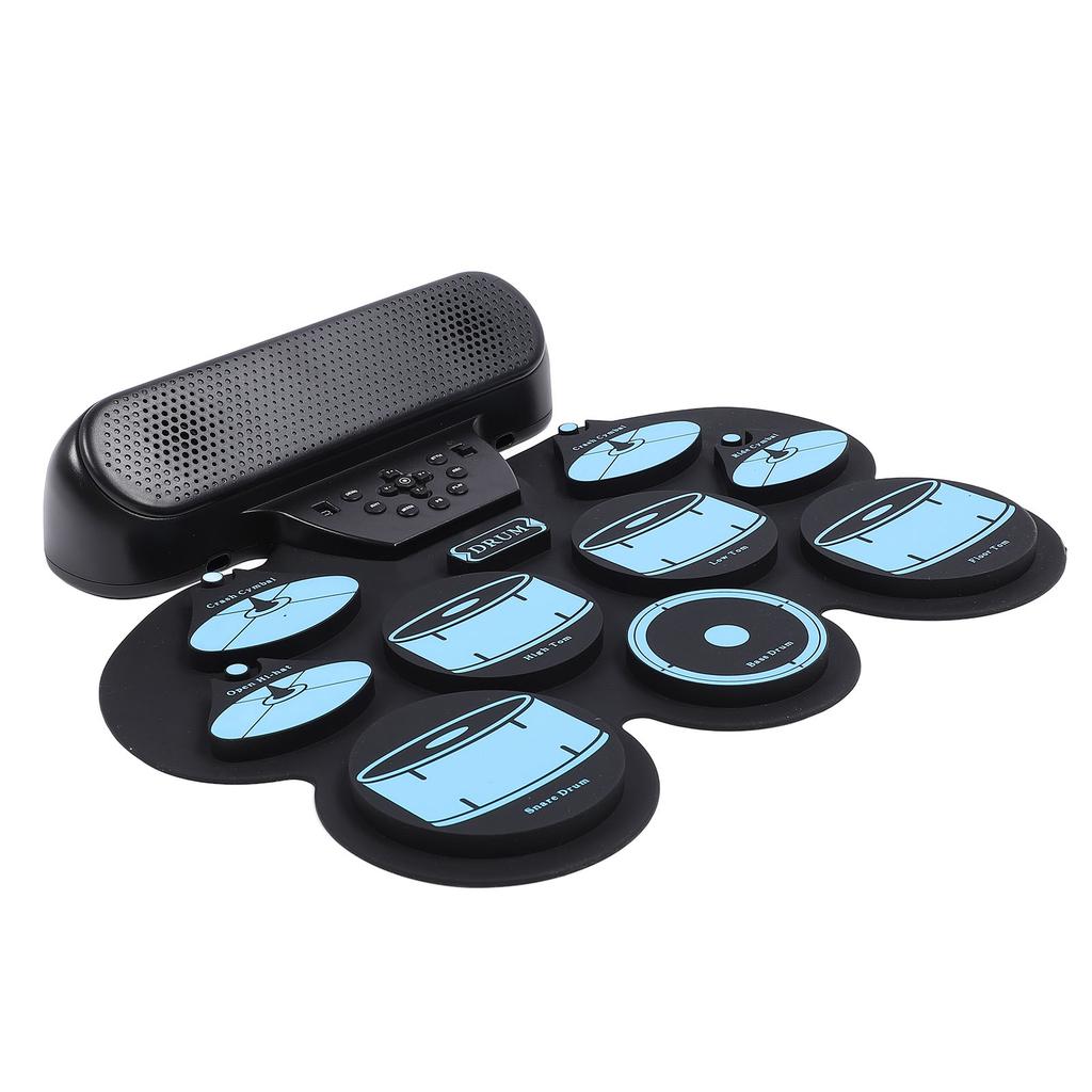 Electronic Drum Pad Hand Rolled Drum Pad Double Speakers Rechargeable Silicone Roll Up Drum Pad