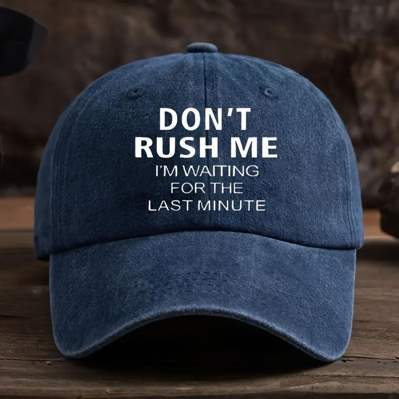 Sporty Curved Brim Mens Vintage Viscose Baseball Cap Adjustable HandWashable Dont Rush Me