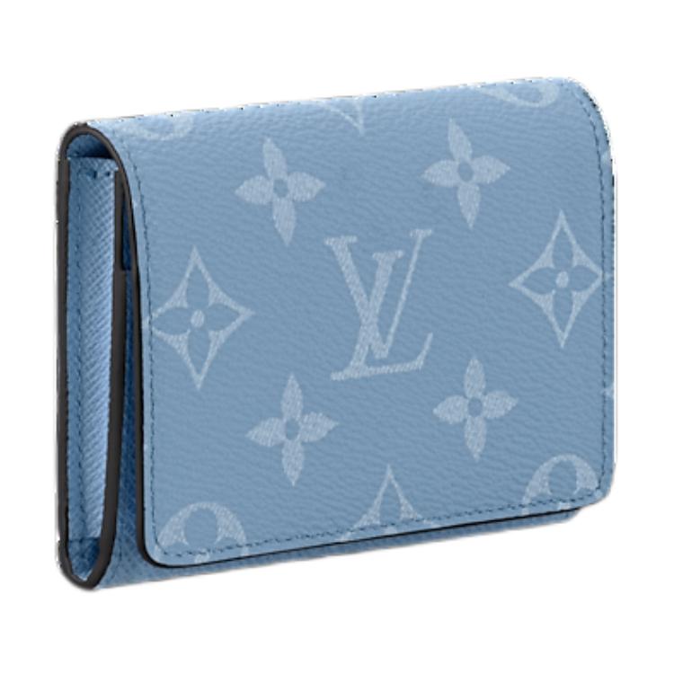Louis Vuitton Classic Print Snap Closure Canvas Card Holder Men Accessories Blue M14118