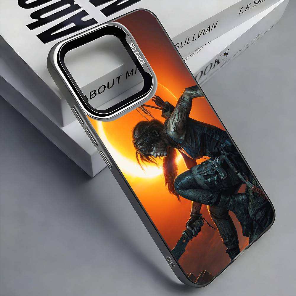 

L-Lara Croft T-Tomb R-Raider Phone Case For iPhone 17, 16,15,14,13,12,11 Plus,Pro Max, Colorful Silver Funda Cover iPhone15promax
