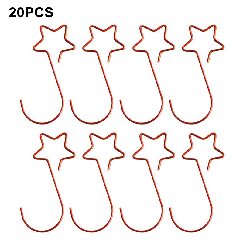 20pcs Christmas Star Hook Hanging Ornament Xmas Tree Garland Gifts Socks Holder Reusable Party Decoration New Years Mall