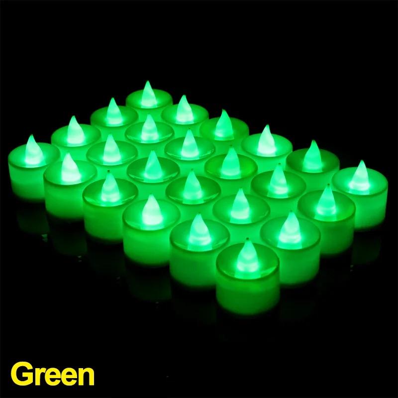 12-1Pcs Colorful LED Candles Battery Operated Flameless Tealight Fake Candles Lamp Wedding Birthday Party Home Decoration Lights