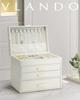 Vlando Large Capacity Jewelry Box with 4 Drawers for Small Items, Earrings, Necklaces, Rings, and Watches (Ivory)