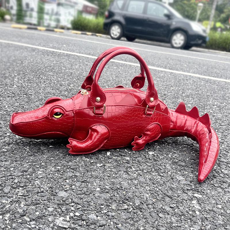 Kreative Krokodilform Handtasche Modische Hochwertige Leder Schultertasche Persönlichkeit Spezielle Form Damen Umhängetasche