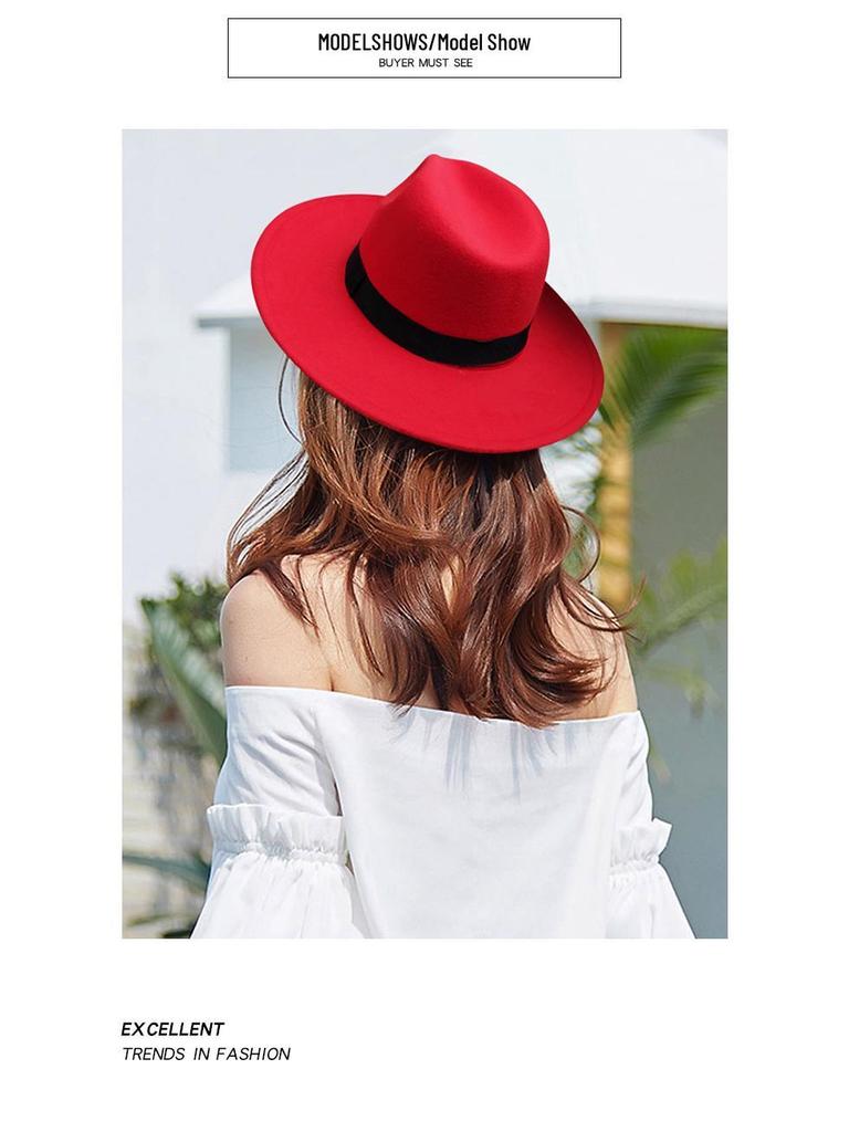 Fedora Unisex Vintage de Ala Ancha - Estilo Europeo y Americano Otoño/Invierno Sombrero de Fieltro de Lana Sintética