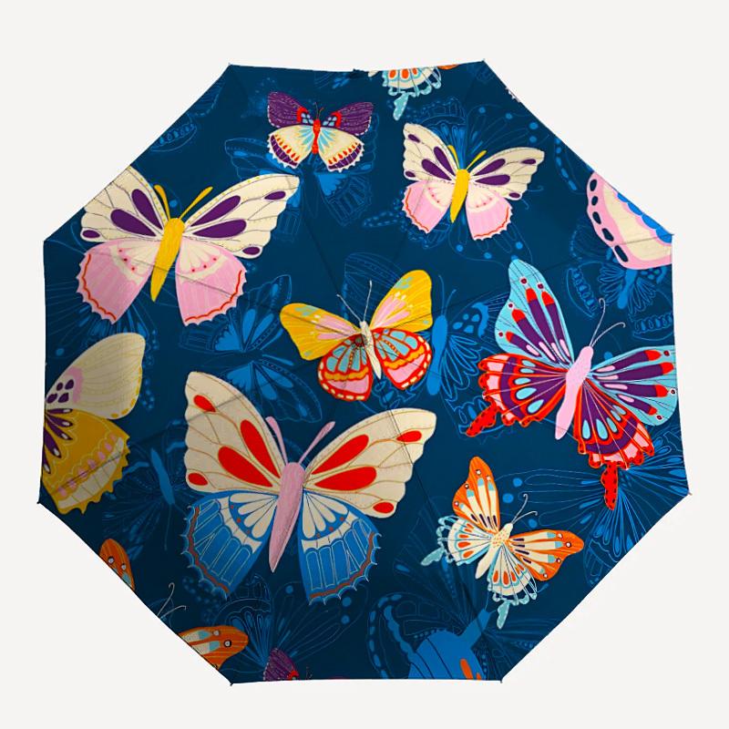 

1pc Butterfly Print Automatic Open/Close Umbrella, Compact Travel Umbrella, 8-Rib Sturdy Frame - Ideal Gift for Friends yy251118114