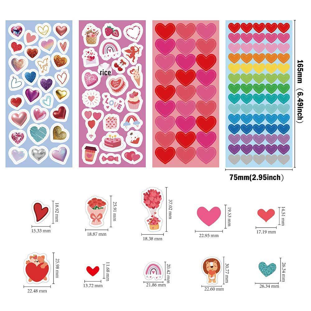 Encouragement Cartoon Stickers for Kids - Cute Red Heart Flowers, Waterproof Decorative Stickers for Scrapbooking, 12 Sheets.
