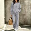 Casual Dames Crewneck Sweatshirt en Broek Set met Zakken - Herfst Winter Outfit, Twee Delig Comfortabel Trainingspak