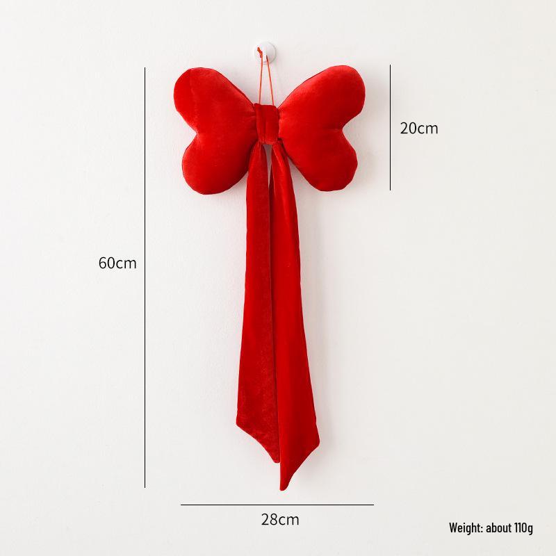 Large Red Velvet 3D Christmas Bow Pendant Ornament
