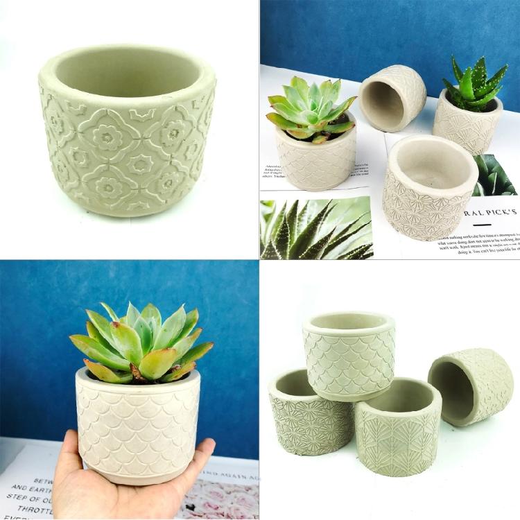 Flower Pot Silicone Mold Concrete Cement Plant Pot Mold Flowerpot Epoxy Resin Mould Makeup Brush Holder Organizer Mold
