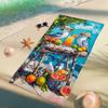 Vibrant Seagulls Fruit Beach Towel Turquoise Tropical Art Towel, Quick Dry Absorbent Sand Free Lightweight Beach Blanket, Summer