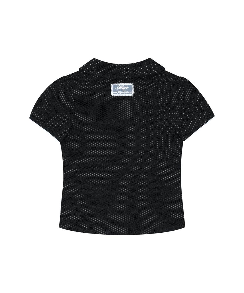 ILLIGO Dot Pintuck Collared Tee Black
