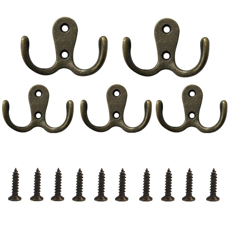 10/5Pcs Coat Hooks Wall-Mounted 2 Hole Towel Hanger For Coats Hat Clothing Home Storage Hook Wall Hook Towel Hanger For Hardware