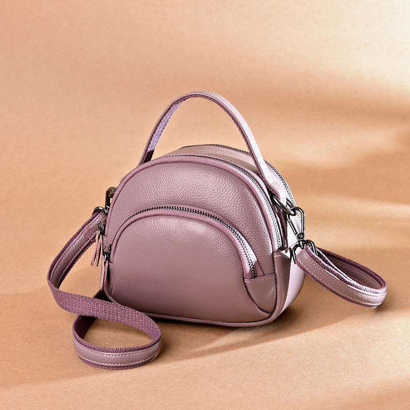 Women's leather medium mother bag fashion first layer cowhide handbag simple casual shoulder messenger bag soft leather bag