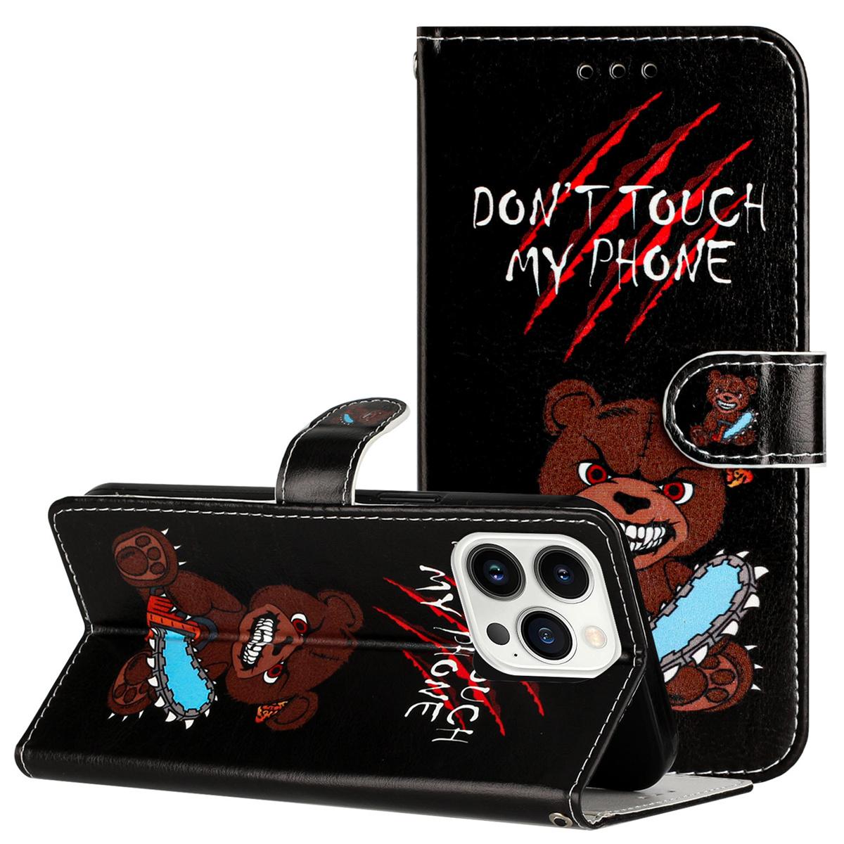

Медведь из бензопилы с рисунком «Не трогай мой телефон» Кошелек-книжка из искусственной кожи с чехлом для iPhone Samsung Oppo Xiaomi Redmi Google Tecno Moto Huawei