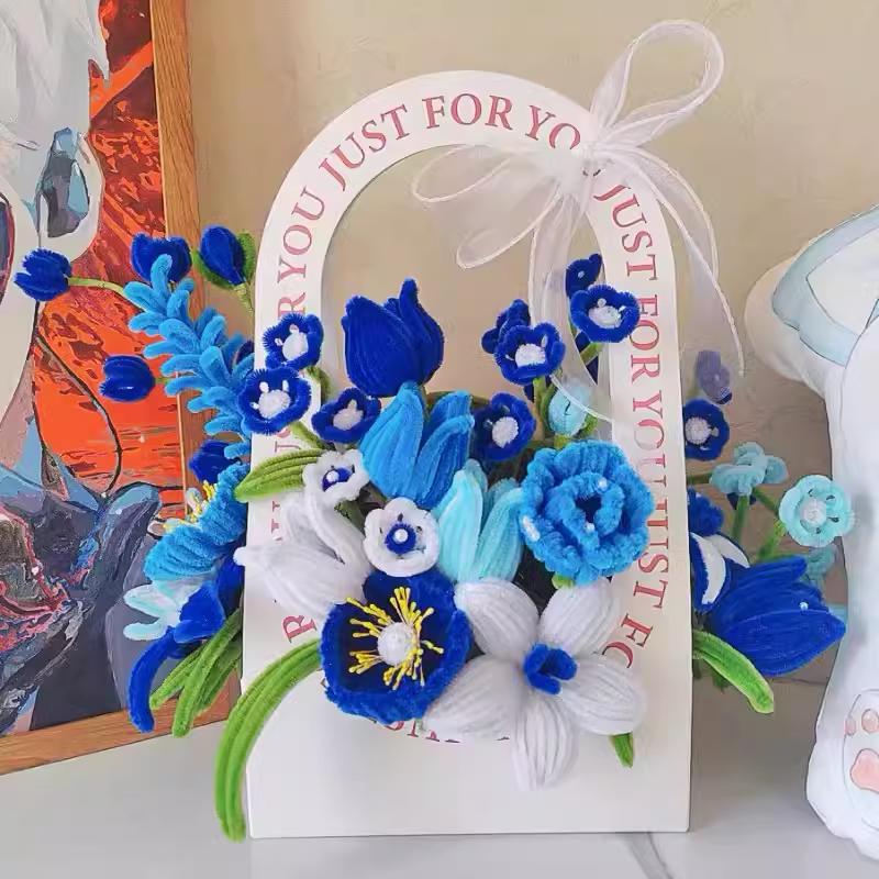 Kit DIY Buchet de Flori cu Legătură Răsucită - Cadou de Crăciun Perfect pentru Prieteni
