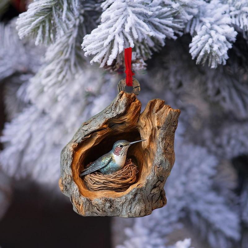 Animal Christmas Ornaments 2D Cute Christmas Acrylic Pendant Animal Raccoon Owl Squirrel Hedgehog Bunny Bird Wildlife Ornaments