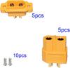 5 Pairs XT60E-M Mountable Male and Female Connectors for Battery – Ideal for RC Aircraft FPV Racing Drones