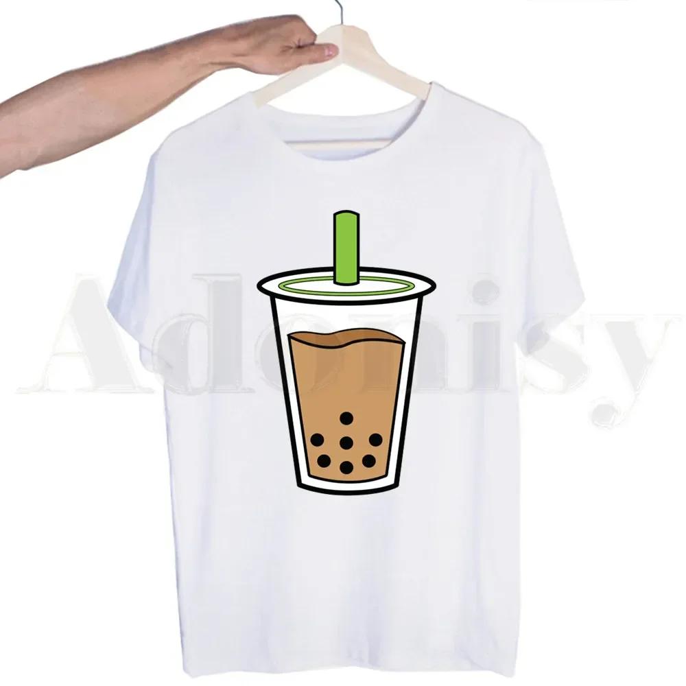 Bubble Tea Cute Cartoon Fashion Kawaii Graphic Tshirts Men Fashion Summer T-shirts Tshirt Top Tees Streetwear Harajuku Funny