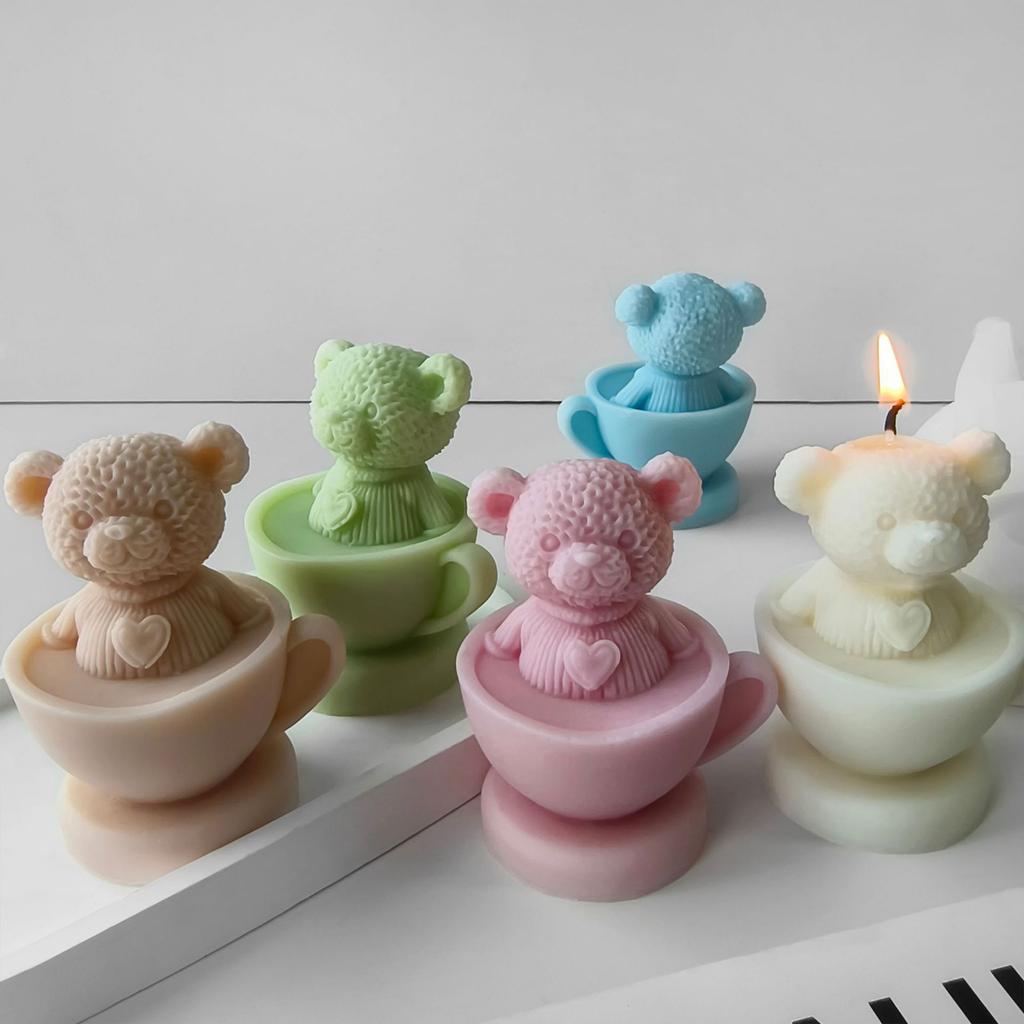 Cup Bear Shape Silicone Candle Mold Artistic Cup Bear Shape Silicone Candle Mold for Unique Home Made Candles Charm