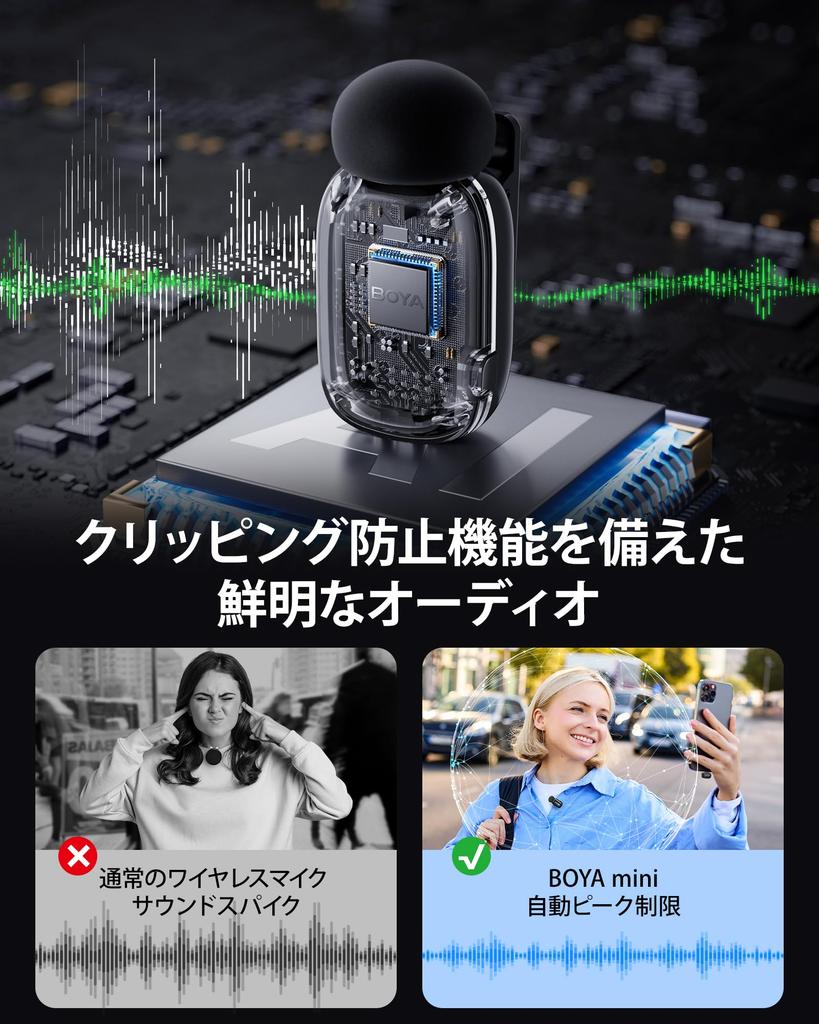 BOYA mini Wireless Microphone [Ultra-Mini 360° Sound-Picking Pin Microphone] Type-C Wireless Microphone, Compatible with iPhone 1615 Series,