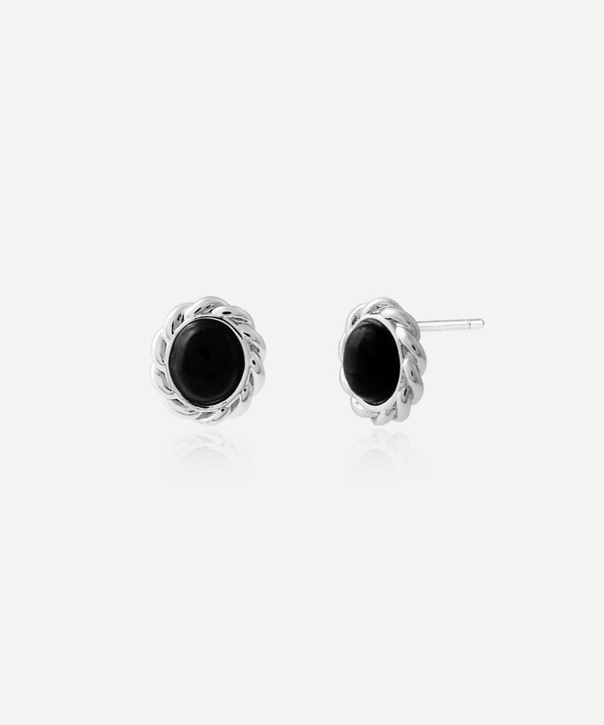 Noonoo Fingers [Silverpost] Onyx Wave Earrings
