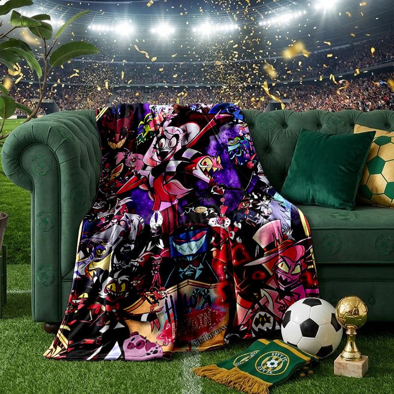 Cityscape Hazbin Nightmares Throws Blanket Flannel Blankets Plush for Couch Bed Gifts for Men Women Travel picnic blanket Christmas fan gifts